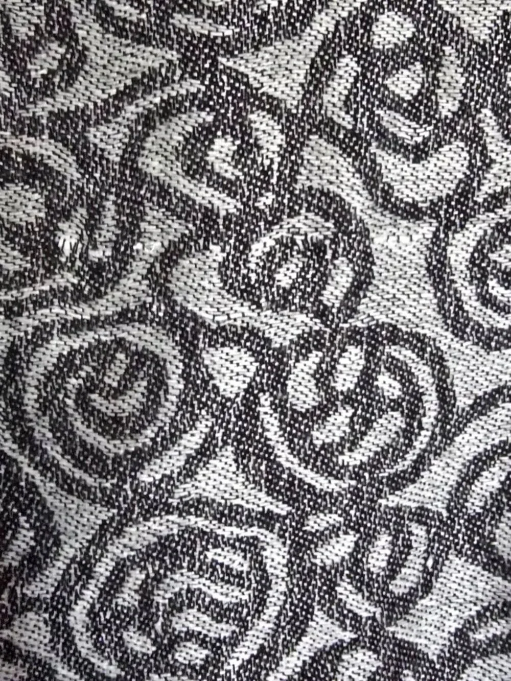 Black Silver Grey Rose Floral Jacquard Scarf Fringe Hem Winter Wrap Shawl